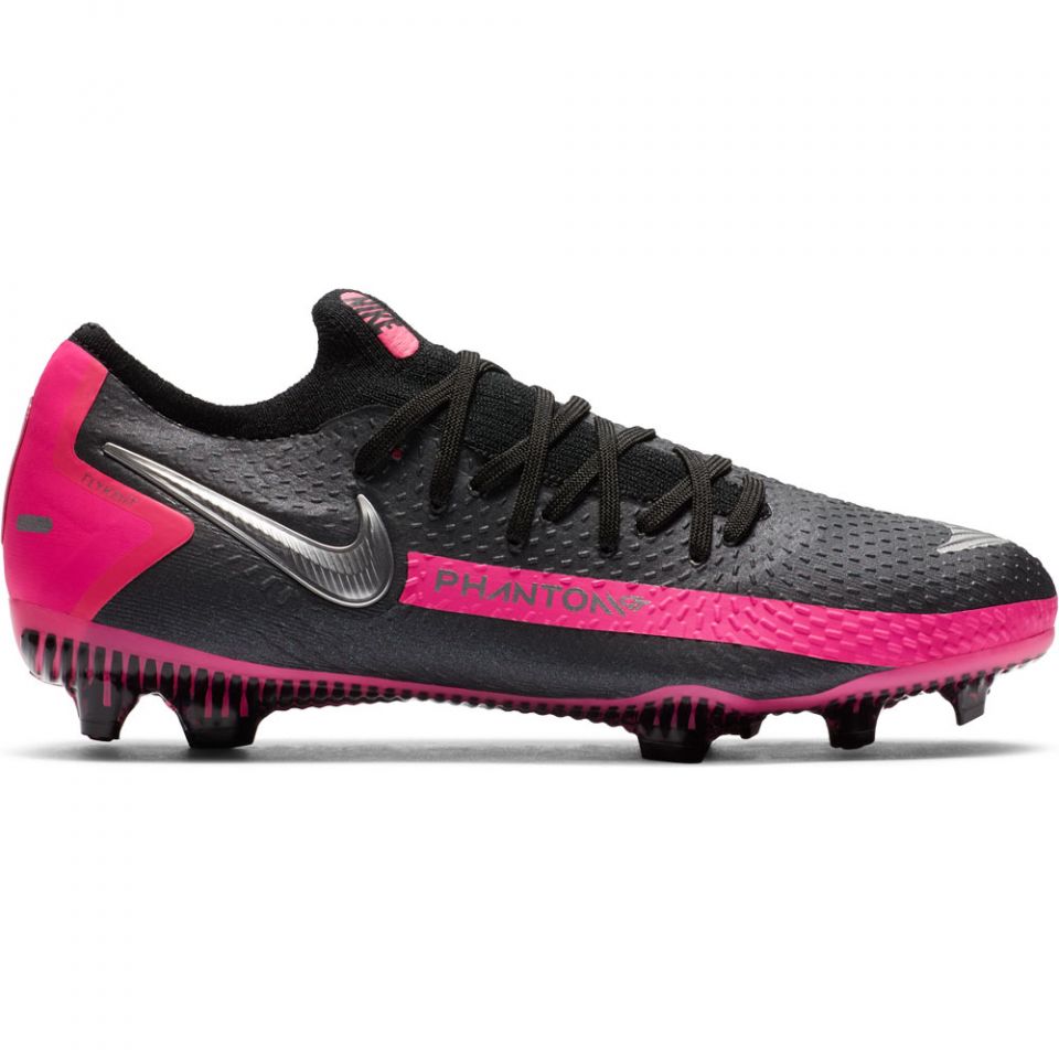 Nike Junior Phantom GT Pro FG-Black/Metallic Silver/Pink Blast