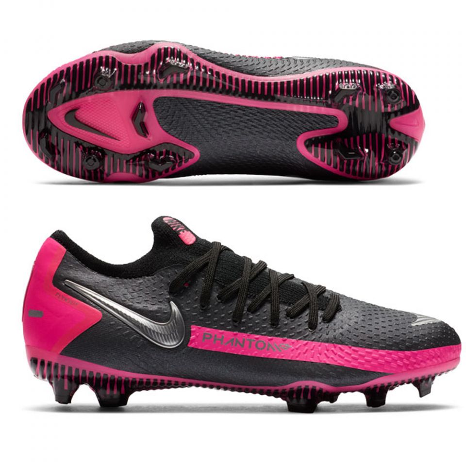 Nike Junior Phantom GT Pro FG-Black/Metallic Silver/Pink Blast