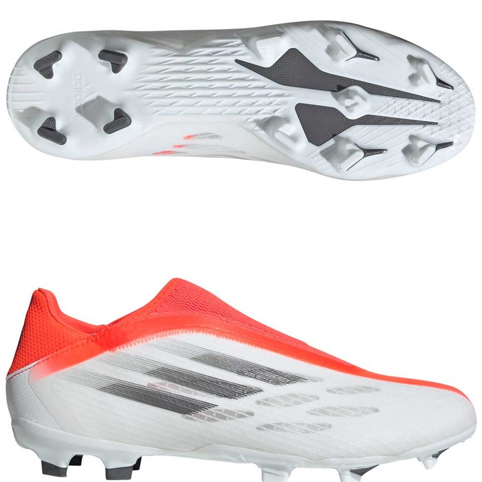 adidas gazelle silver green womens adidas x Speedflow.3 Indoor Shoes - Kids - Cloud White / Iron Metallic / Solar Red