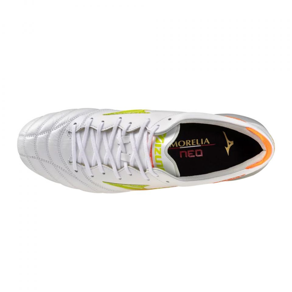 Mizuno Morelia Neo V Made in Japan FG Soccer Cleats | White Prism Pack