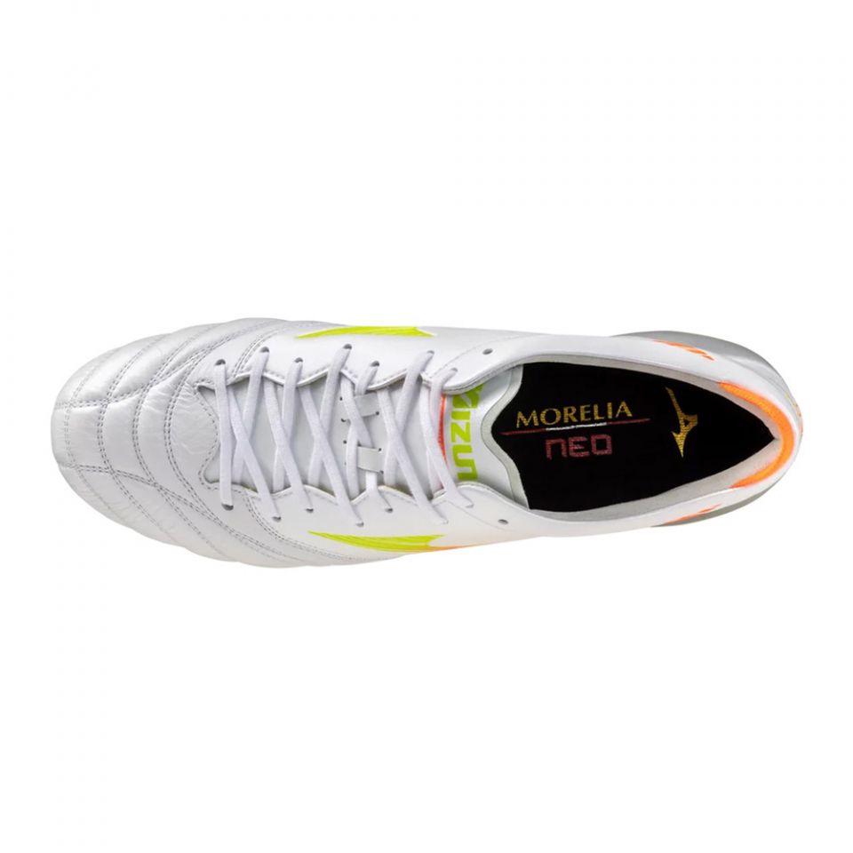 Mizuno Morelia Neo V Elite FG Soccer Cleats | White Prism Pack