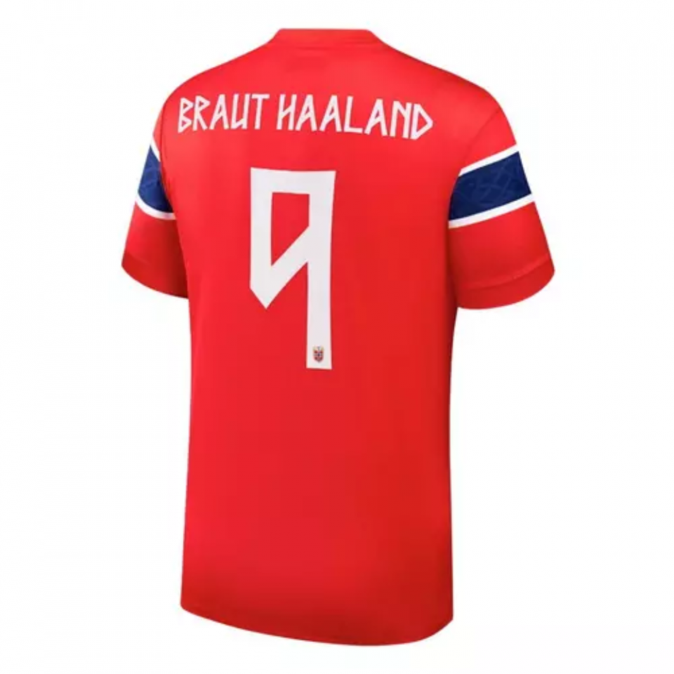 Nike Norway 2026 Home Stadium Jersey ERLING HAALAND 9