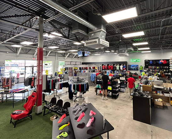 Interior view of our Soccer Village location in Nashville, Tennessee.